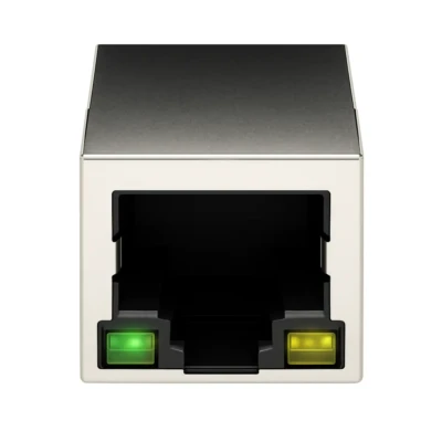 Modular RJ45 Jack 1×1 8P8C, Tab-Down THT w/ LEDs – DW-RJ45-D2.5G01583