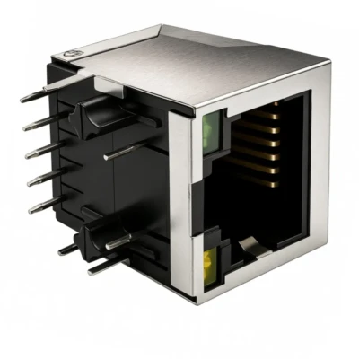 Modular Jack 2.5G 1 port 8P8C 21.10mm Base-T Low-Profile W LED Tab-down Thru-Hole - DW-RJ45-D2.5G01583-- 02