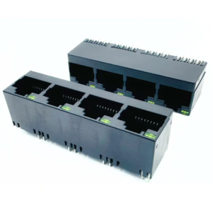 RJ45 Jack 1x4 (4-Port) Thru-Hole,RA,Unshielded,Tab-Up (1)
