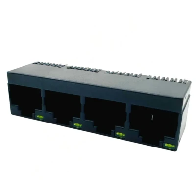 RJ45 Jack 1x4 (4-Port) Thru-Hole,RA,Unshielded,Tab-Up (2)