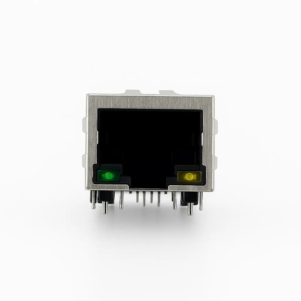 Magnetic RJ45 1x1 Tab Down 10100 BASE With LEDs, DIP (1)