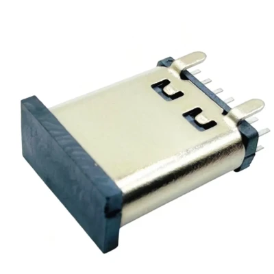 USB Type-C connector, 16PIN, Vertical Type, Height: 10.00mm, Through hole, Black Insulator