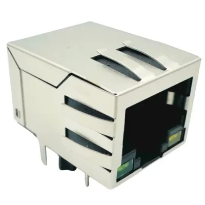 10/100Base-T Magnetic RJ45 Jack 1x1 Port Shielded With EMI & LED Tab-Down THT R/A 8P8C DW-RJ45-DM01811-06TP-02
