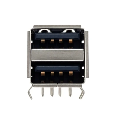 USB 2.0 Type-A Dual Stacked Receptacle – Reliable Right-Angle THT (DW-U20-DA803)