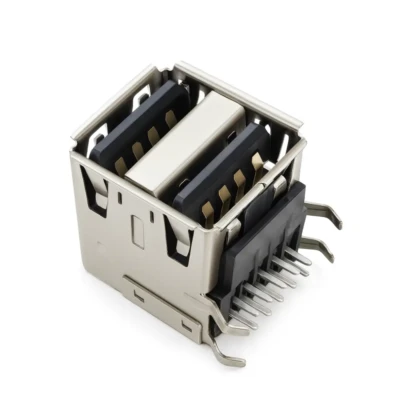 USB 2.0 Type-A Dual Stacked Receptacle – Reliable Right-Angle THT (DW-U20-DA803)