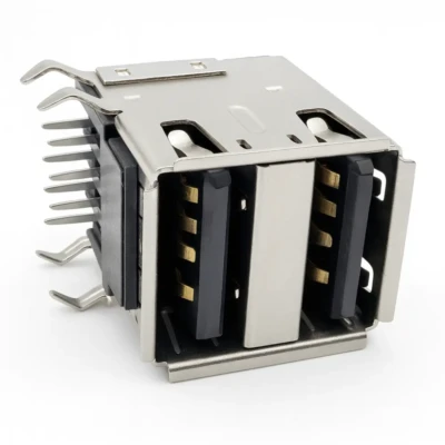 USB 2.0 Type-A Dual Stacked Receptacle – Reliable Right-Angle THT (DW-U20-DA803)