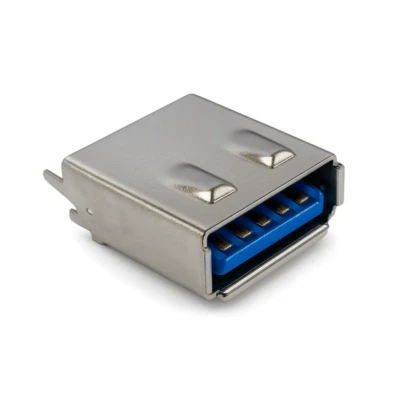 USB 3.0 Type-A female connector – Rugged 180° DIP, Locating Pegs