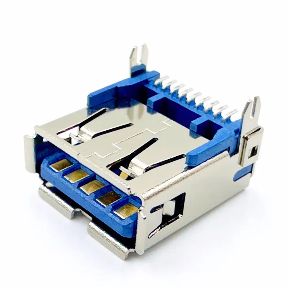 USB 3.0 Type-A Right-Angle Receptacle SMT 9P (DW-MU3-SA09078) USB 3.0 Type-A Right-Angle Receptacle SMT 9P (DW-MU3-SA09078)