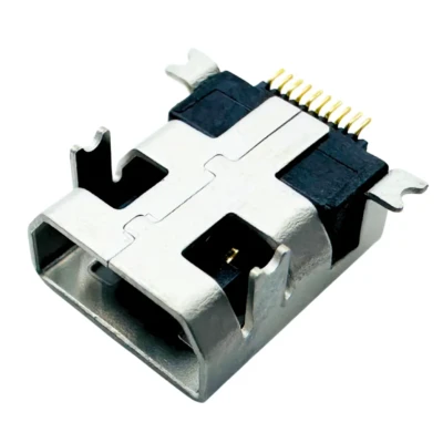 Mini USB 10P Right-Angle Receptacle, SMT + THT (DW-MUB-S10091)
