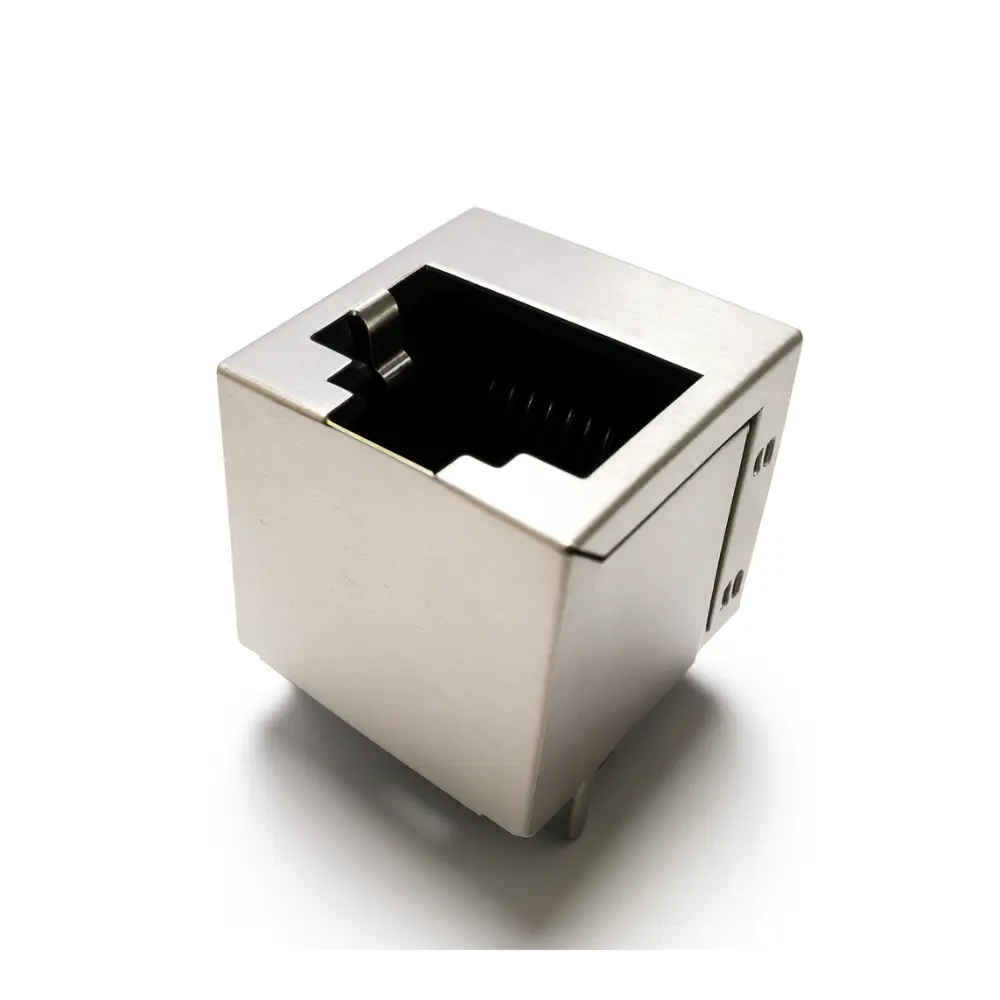 Vertical RJ45 Jack THT | Shielded, 8P8C, Non-Magnetic DW-RJ45-D001100-01TP-01-1