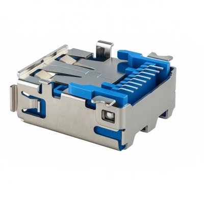 USB 3.0 Type-A dual port connector – Stacked Right-Angle SMT + DIP, Short-Body