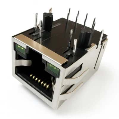 Magnetic RJ45 1x1 Tab-Down Jack – Pro-Grade 100BASE-T DIP with LEDs