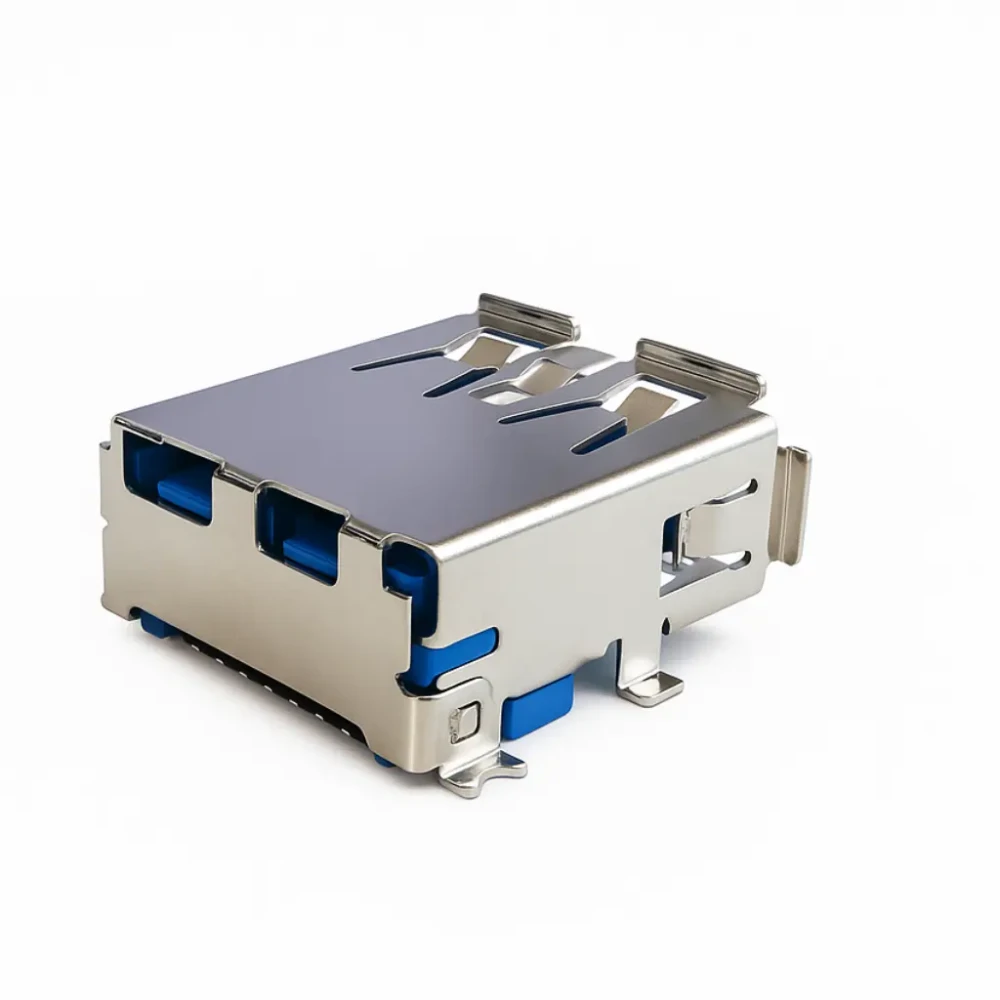 Usb Type A Stackable USB 3.0 Type-A Dual Port Connector – Stacked Right-Angle SMT