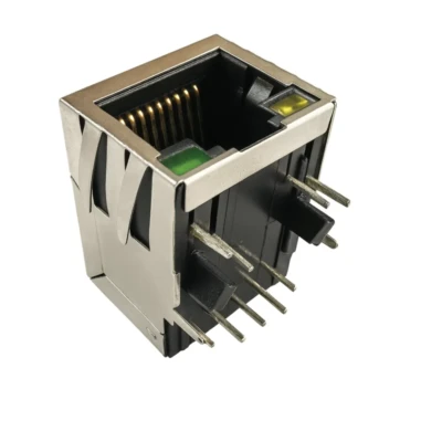 Magnetic RJ45 1x1 Tab-Down Jack – High-Reliability 100BASE-T DIP with LEDs