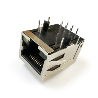 Magnetic RJ45 1x1 Tab-Down Jack – High-Reliability 100BASE-T DIP with LEDs