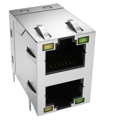Modular RJ45 Multi-Port Stacked with LEDs, 10/100BASE, DIP (DW-RJ45-DM0261)
