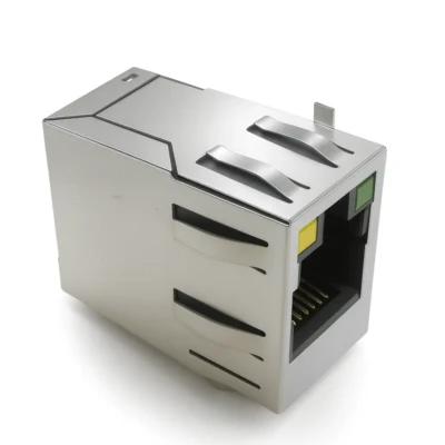 Magnetic RJ45 1×1 Tab-Up, 10/100BASE, DIP (DW-RJ45-SM01205)