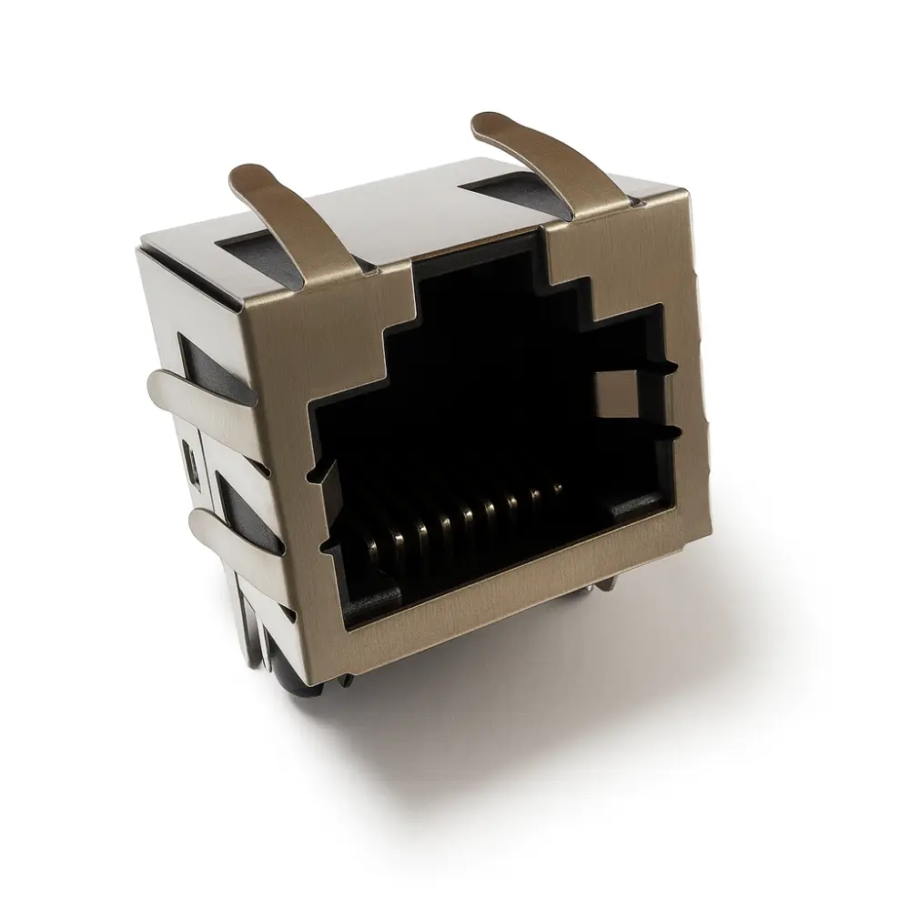Tab-Up RJ45 Modular Jack, 1×1, Shielded DIP