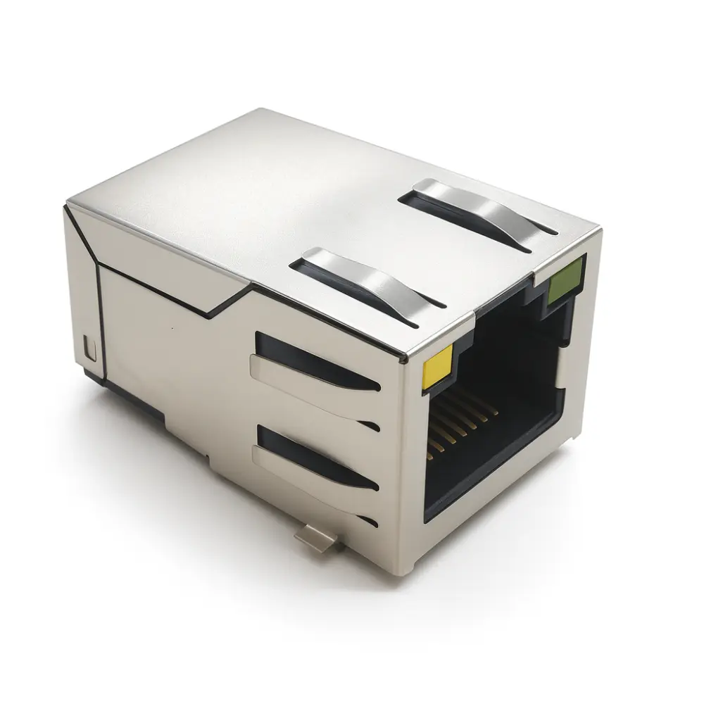 Magnetic RJ45 1×1 Tab-Up, 10/100BASE, DIP (DW-RJ45-SM01205)