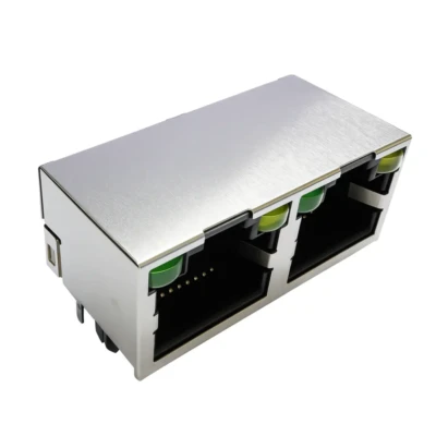 Dural Port RJ45 Connectors Tab-Up with LEDs, DIP/THT (E56C08032645)