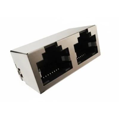 Modular RJ45 1×2 Tab-Up, 180° DIP Shielded