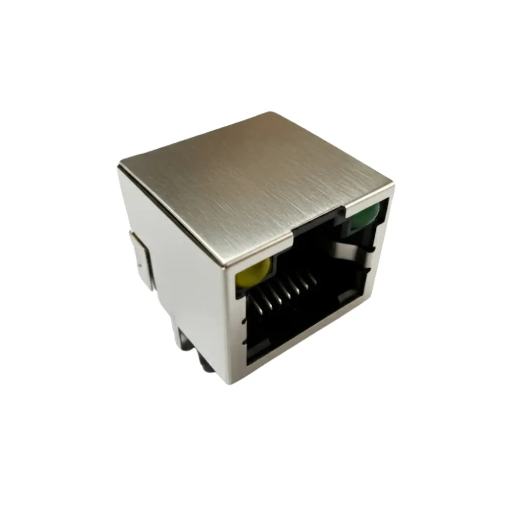 Single-Port RJ45 Modular Jack 1×1 8P8C Tab-Up Shielded DIP with LED