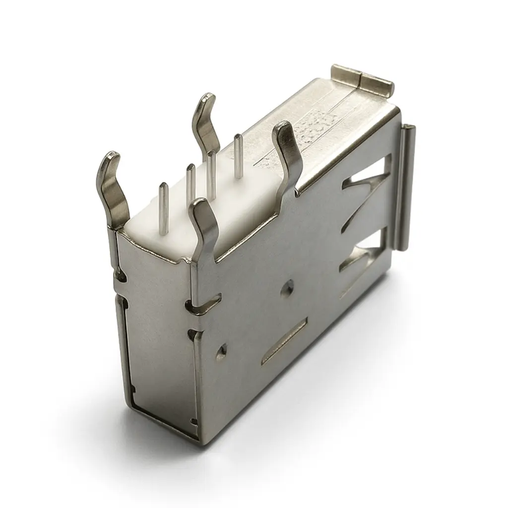 USB 2.0 Type-A female connector – Rugged 180° Long-Tail DIP, 7.2 mm OD