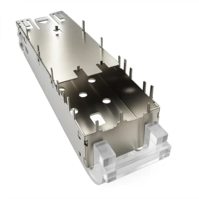 SFP+ Cage 1x1 – High-Speed Thru-Hole, EMI-Shielded, with Light Pipe