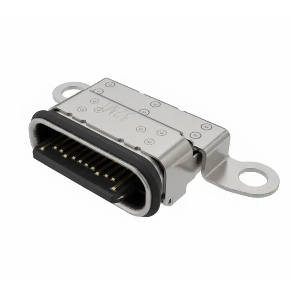 USB Type-C Waterproof SMT Connector – 24-Pin Ear-Mount | Rugged