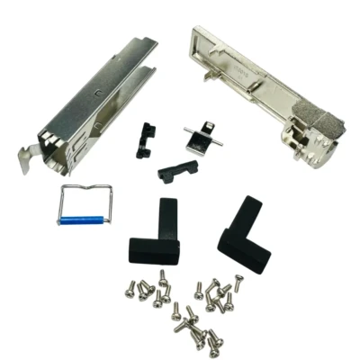 1x1 SFP+ Cage Kit with Pull-Link Lock — EMI-Shielded, Thru-Hole, Light Pipe Ready