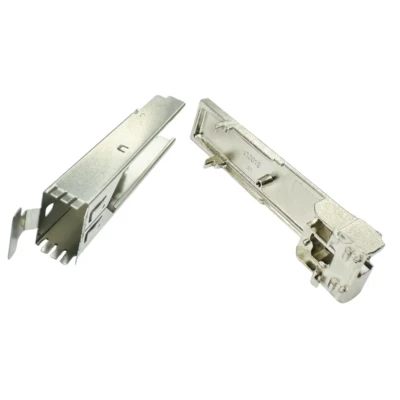 1x1 SFP+ Cage Kit with Pull-Link Lock — EMI-Shielded, Thru-Hole, Light Pipe Ready