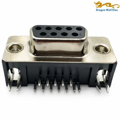 D-Sub 9 Pin Female Right Angle Through Hole Connector