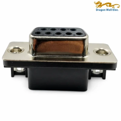 D-Sub 9 Pin Female Right Angle Through Hole Connector