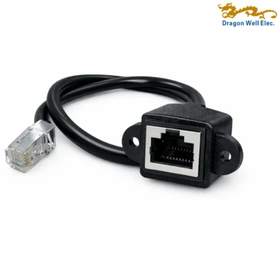 RJ45 Panel Mount Jack to RJ45 Plug Cable 300mm