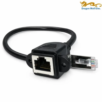 RJ45 Panel Mount Jack to RJ45 Plug Cable 300mm