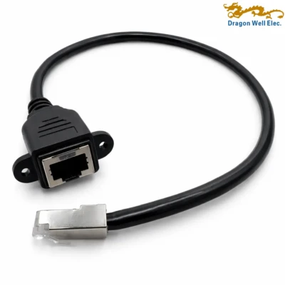 RJ45 Panel Mount Jack to RJ45 Plug Cable 300mm
