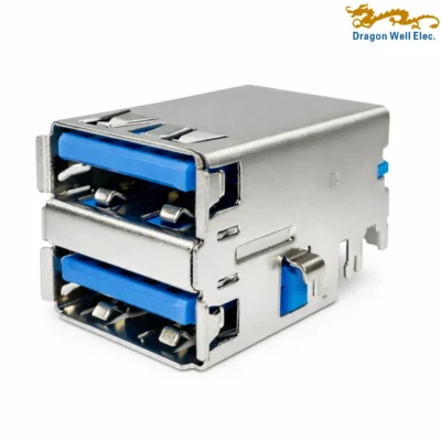 USB 3.0 AF Double Deck Female Connector Right Angle 9 Pin