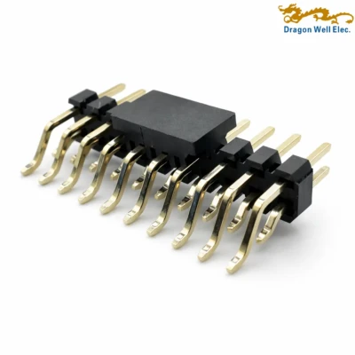 2.00mm Pitch Dual Row Right Angle SMT Pin Header with Pegs 16 Pin