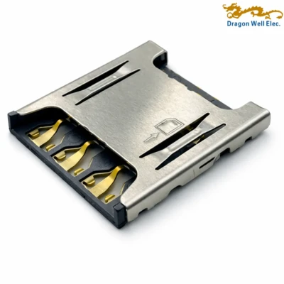 Nano SIM Card Socket 6-1 Pin SMT with Card Detect, 1.4H