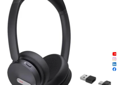 Wireless headset with USB-A USB-C connector adapters