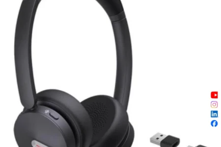 Wireless headset with USB-A USB-C connector adapters