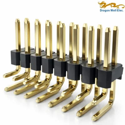 2.54mm Pitch Dual Row Right Angle Pin Header 16 Pin 2.54mm Insulator Height