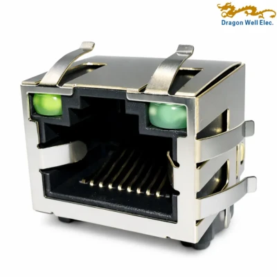RJ45 1 Port 8P8C Shielded Tab-Up Connector Without LED