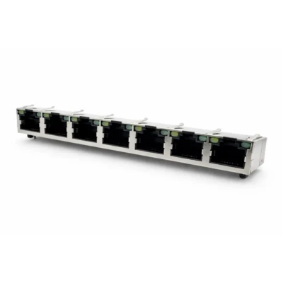 RJ45 8 Port 8P8C Connector with LED Tab-Up