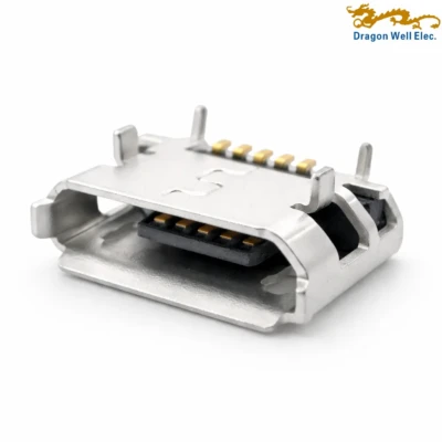 Micro USB 5P Type-B Receptacle, Right Angle Mid-Mount SMT Connector