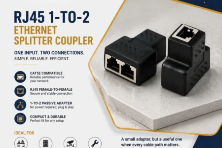 RJ45 Ethernet Splitter Coupler for office LAN wiring and cable management