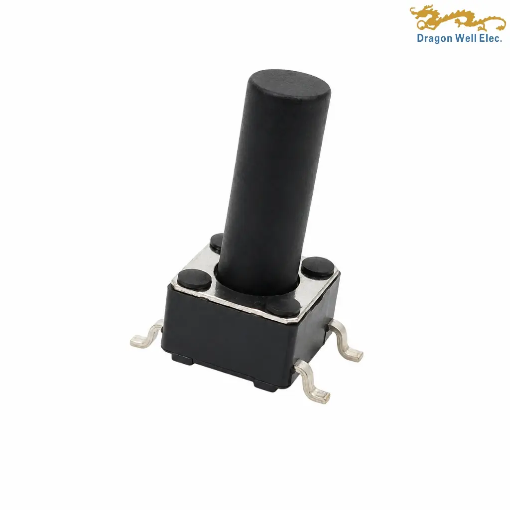 6x6mm SMT tactile switch DW-TS-S060321 with PCB positioning posts 6x6mm SMT tactile switch DW-TS-S060321 with PCB positioning posts